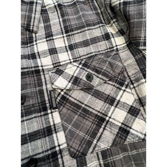 Harley-Davidson Men’s Plaid Button Shirt Gray Black Cotton Long Sleeve Size L - Picture 3 of 11